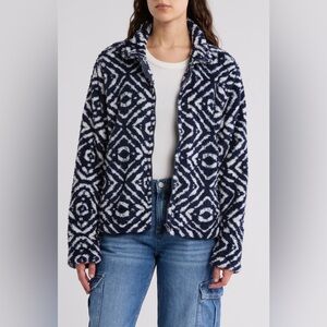 NEW! Lucky Brand Geo Print Faux Fur Zip Jacket